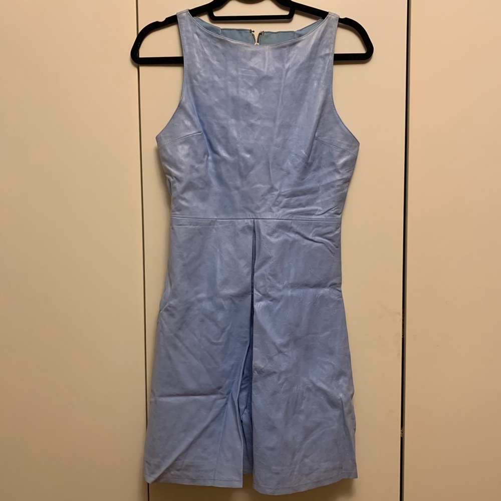 Alice + Olivia Blue Leather A-Line dress